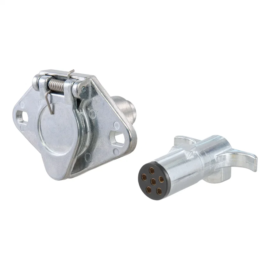 CURT 58092, 6-Way Round Connector Plug/Socket (Packaged)