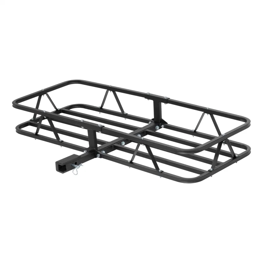 CURT 18145, 48in. x 20in. Black Steel Basket Cargo Carrier (1-1/4in.; 2in. Adapter; 500 lbs.