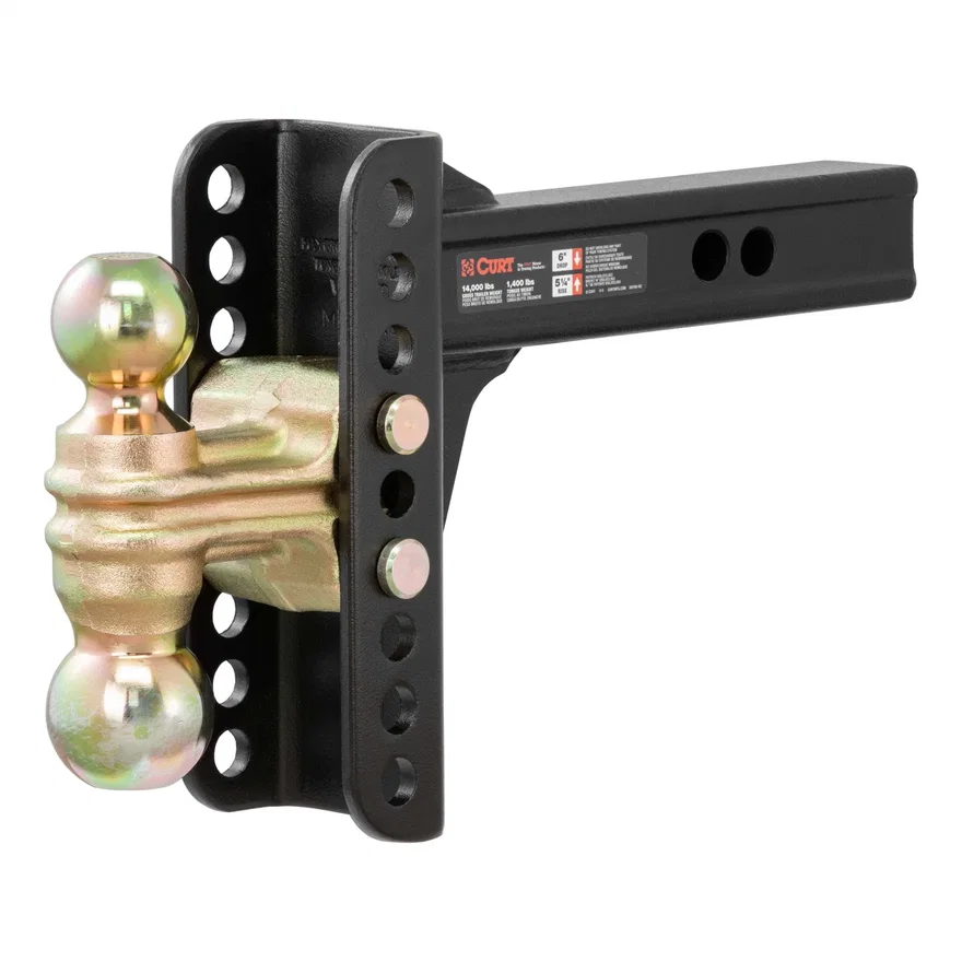 CURT 45900, Adjustable Channel Mount with Dual Ball (2in. Shank; 14;000 lbs.; 6in. Drop)