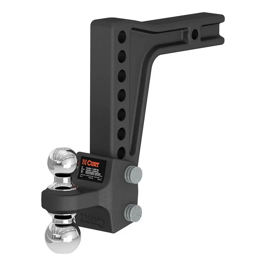 CURT 45936, Deep-Drop Adjustable Trailer Hitch Ball Mount with Dual Ball; 2in. Shank; 15K