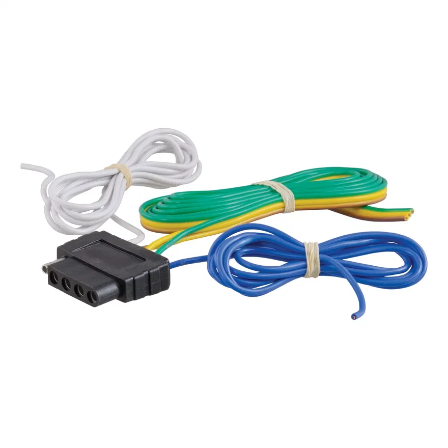 CURT 58530, 5-Way Flat Connector Socket with 60in. Wires (Vehicle Side)