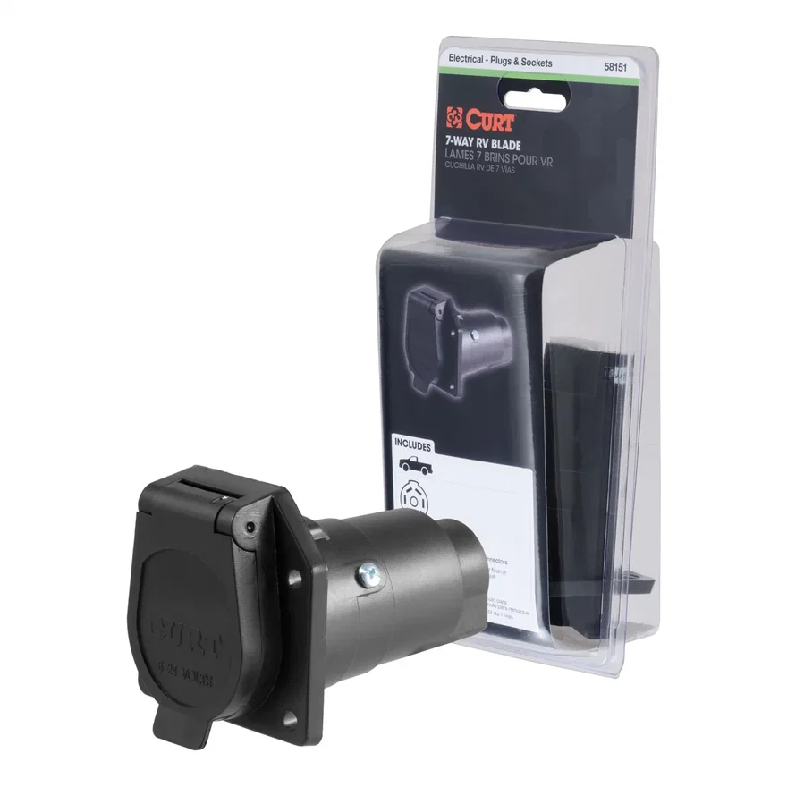 CURT 58151, 7-Way RV Blade Connector Socket (Vehicle Side; Packaged)