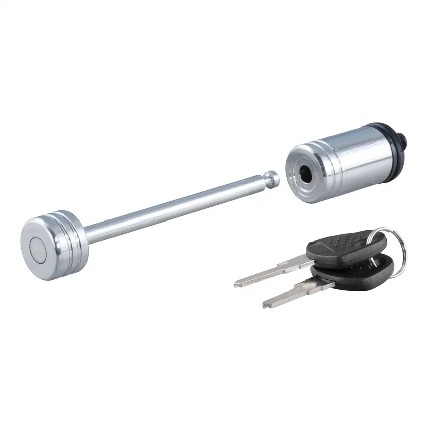 CURT 23523, Coupler Lock (1/4in. Pin; 3-3/8in. Latch Span; Barbell; Chrome)