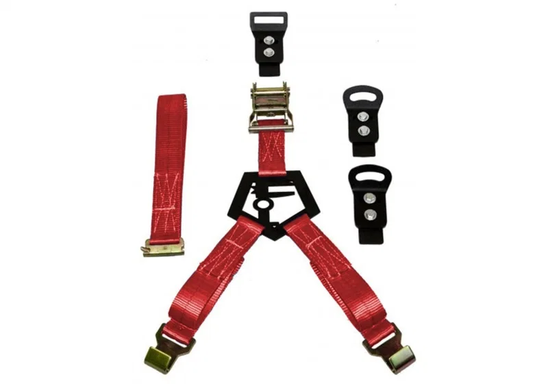 N-Fab BM1TSRD, Bed Mounted Rapid Tire Strap Universal - Gloss Black - Red Strap