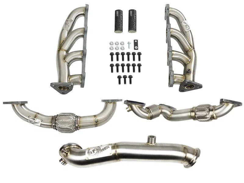 aFe 48-34139, Twisted Steel Headers Up-Pipes & Down-Pipe 11-15 GM Diesel Trucks V8-6.6L (td) LML