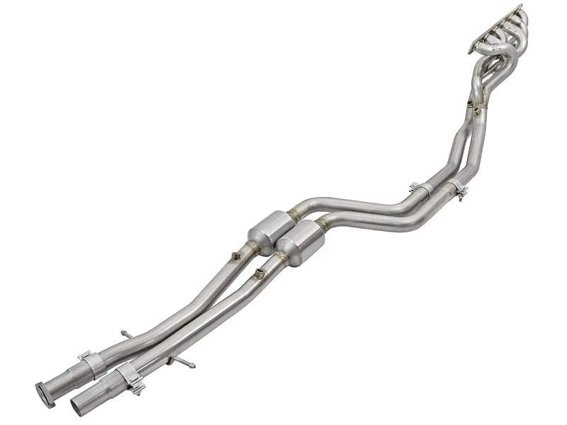 aFe 48-36316-YC, Twisted Steel Long Tube Headers w/ Mid Pipes (Catted) 96-99 BMW M3 L6-3.2L S52