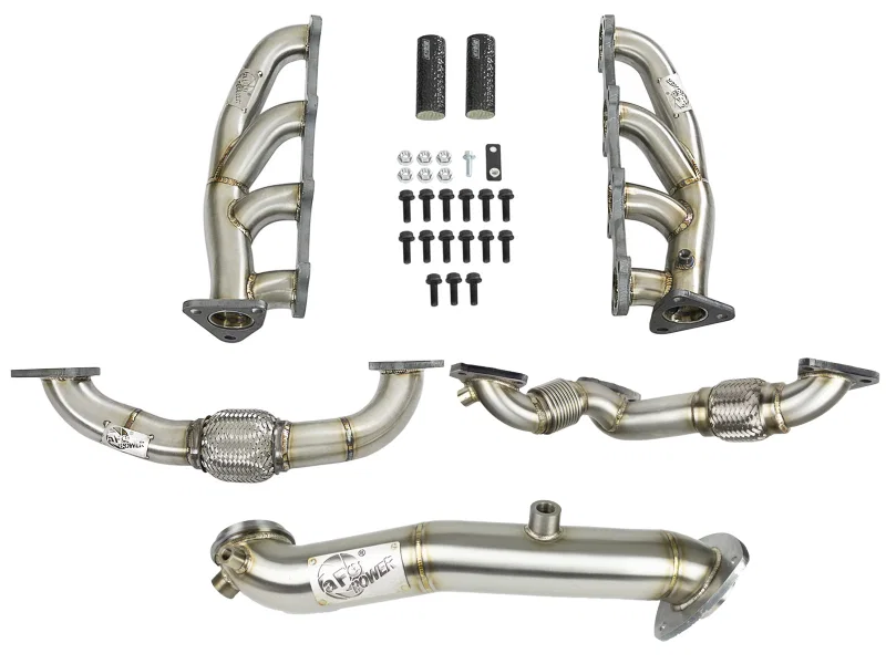 aFe 48-34137, Twisted Steel Header & Connection Pipe Combo GM Diesel Trucks 15-16 V8-6.6L (td) LML