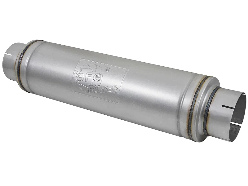 aFe 49M00023, ATLAS Aluminized Steel Muffler 5in Center/Center 24in L x 7in Diameter - Round Body