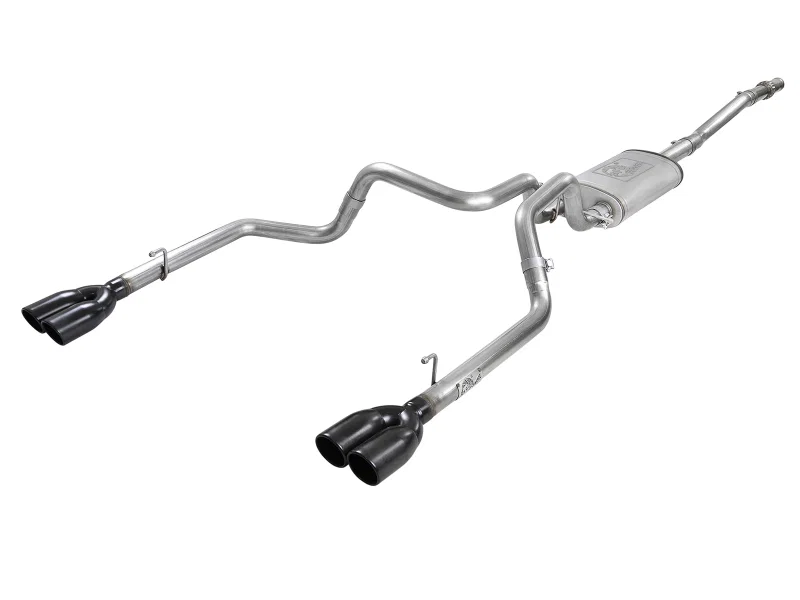 aFe 49-34104-B, Vulcan Series 3in-2-1/2in 304 SS Cat-Back 2019 GM Silverado / Sierra 1500 V8-5.3L w/ Black Tips