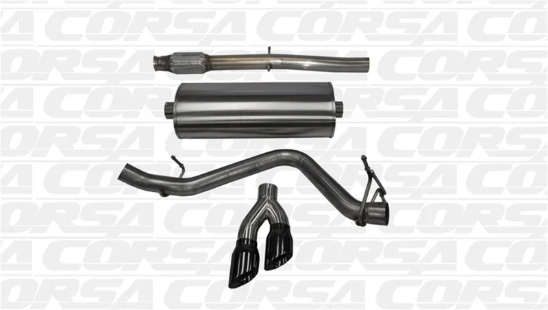CORSA Performance 14874BLK, 14-19 GMC Sierra/Chevy Silv 1500 Crew Cab/Std. Bed 5.3L V8 Black Sport Single Side CB Exhaust