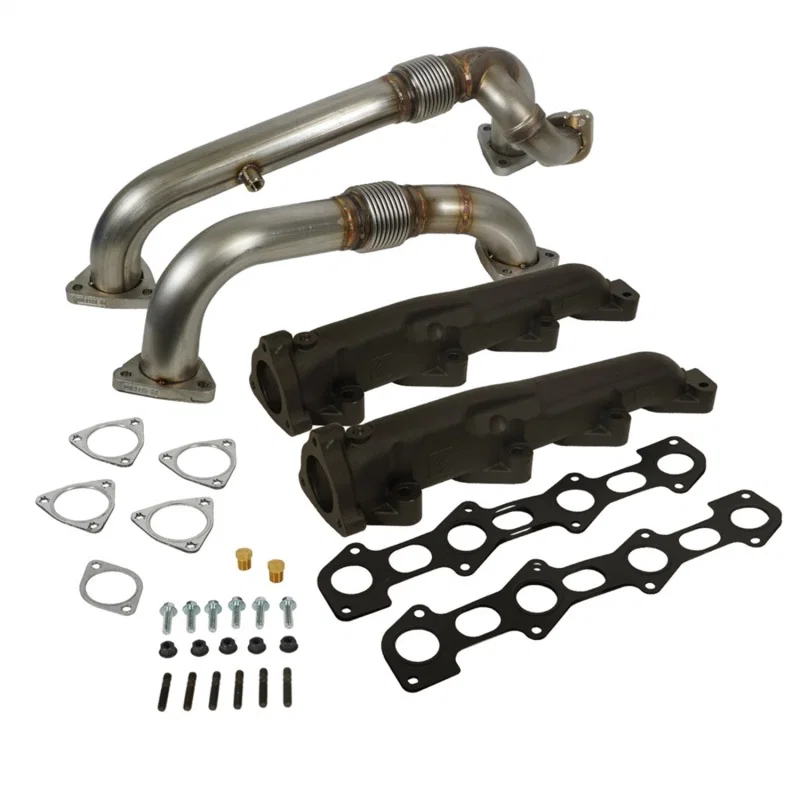 BD Diesel 1041484, 08-10 Ford F-250/F-350/F-450/F-550 Powerstroke 6.4L Up Pipes Kit w/Manifold Set