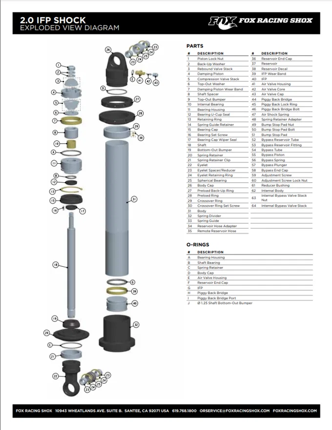 FOX 213-01-261, Shaft Eyelet Replacement 1.200 W 5.725 TLG 1.00 Shaft 1.500 ID C/O Black Ano II
