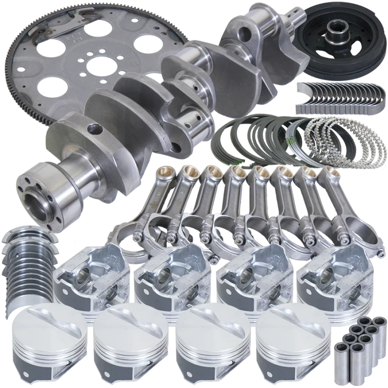 Eagle B15405L04053, Chevy 350 1Pc 3.750in Crank 5.700in I-Beam Rods 4.040in Pistons 153 Tooth FP Balanced Assembly