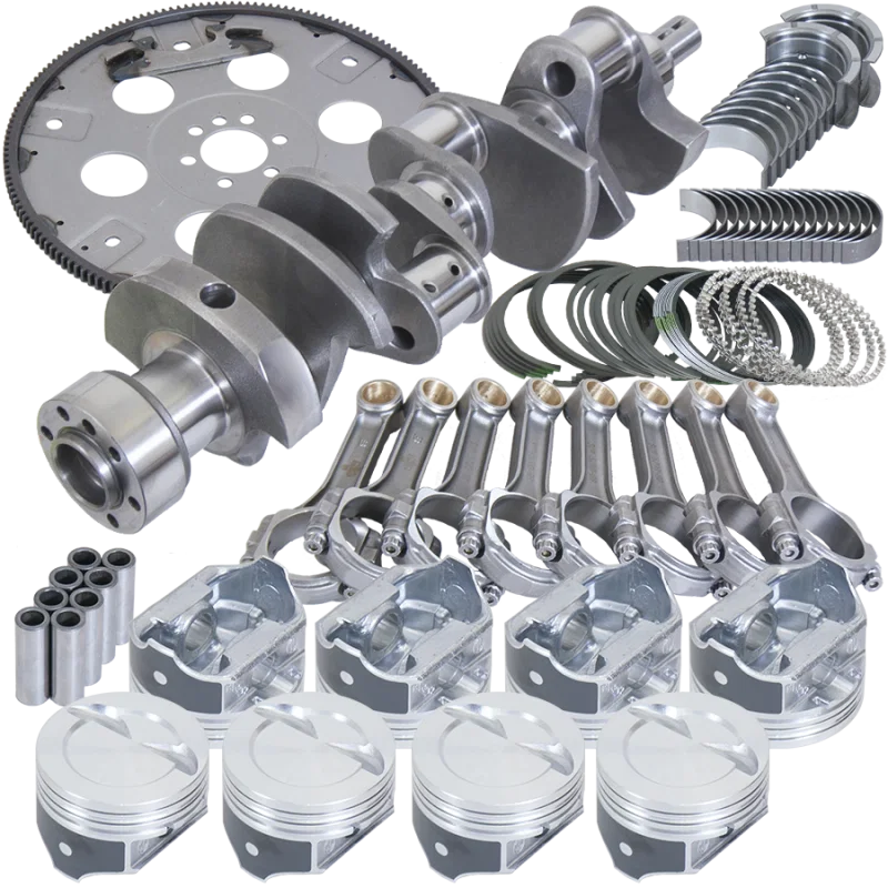 Eagle B15504L06068, Chevy 350 1Pc 3.750in Crank 5.700in I-Beam Rods 4.060in Pistons 168 Tooth FP Balanced Assembly