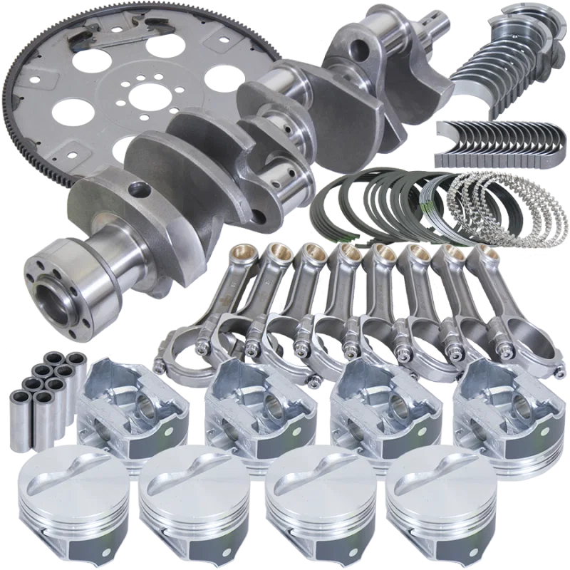 Eagle B15405L03068, Chevy 350 1Pc 3.750in Crank 5.700in I-Beam Rods 4.030in Pistons 168 Tooth FP Balanced Assembly
