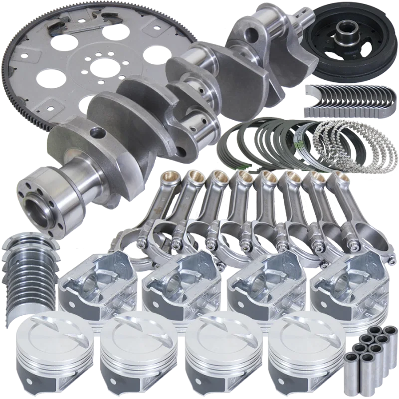Eagle B15404L04068, Chevy 350 1Pc 3.750in Crank 5.700in I-Beam Rods 4.040in Pistons 168 Tooth FP Balanced Assembly