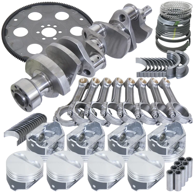 Eagle B15455L03053, Chevy 350 1Pc 3.750in Crank 5.700in I-Beam Rods 4.000in Pistons 153 Tooth FP Balanced Assembly