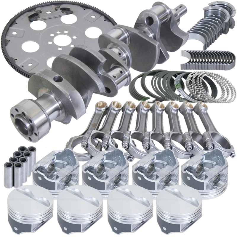 Eagle B15505L06068, Chevy 350 1Pc 3.750in Crank 5.700in I-Beam Rods 4.060in Pistons 168 Tooth FP Balanced Assembly