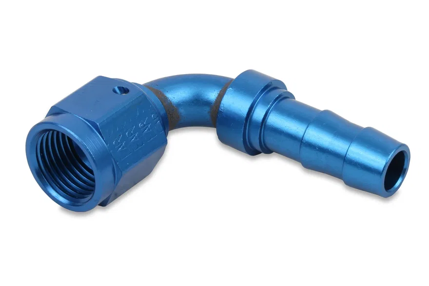 Earl's Performance 709104ERL, Auto-Crimp Hose End - 90 Degree - Size -4 - Blue