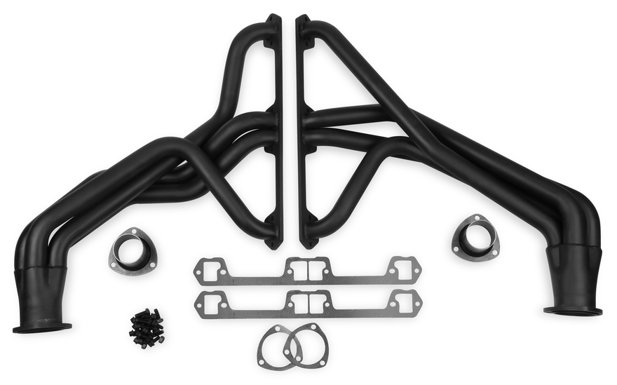 Long Tube Header - Black Paint for Jeep