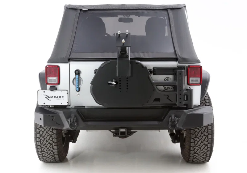 Rampage 9950919, 07-18 Jeep Wrangler JK (Incl. Unlimited) Trail Guard Tire Carrier - Black
