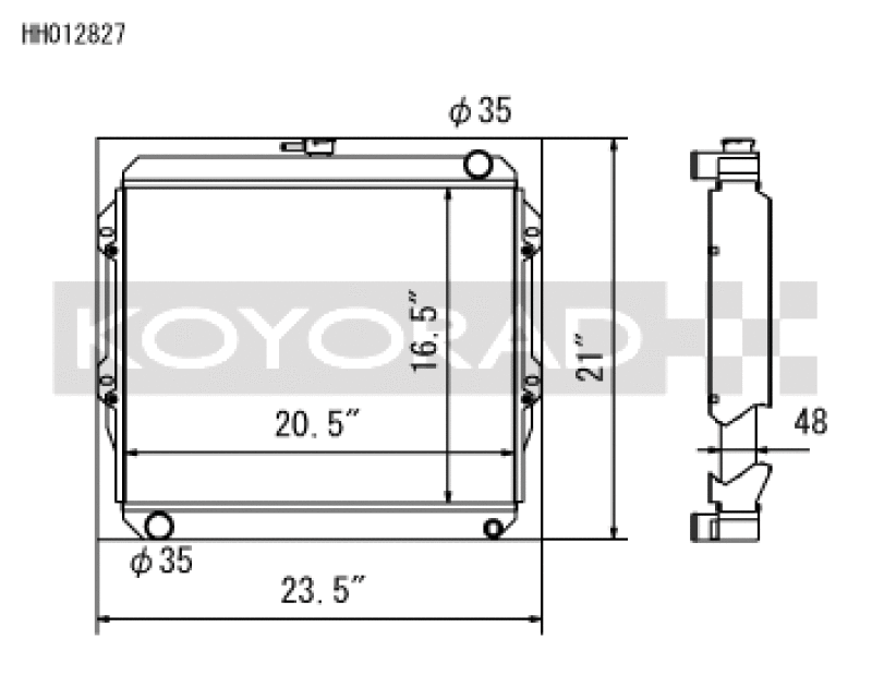 Koyo HH012827, Toyota 84-95 Pickup 2WD/4WD/ 4Runner 2.4L I4 (22R/RE) MT Radiator *Will Not Fit 22RET*