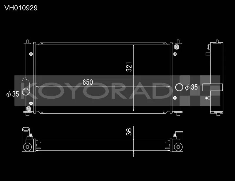 Koyo VH010929, 00-05 Toyota MR2 Spyder 1.8L I4 MT (Manual Transmission) All-Aluminum Radiator
