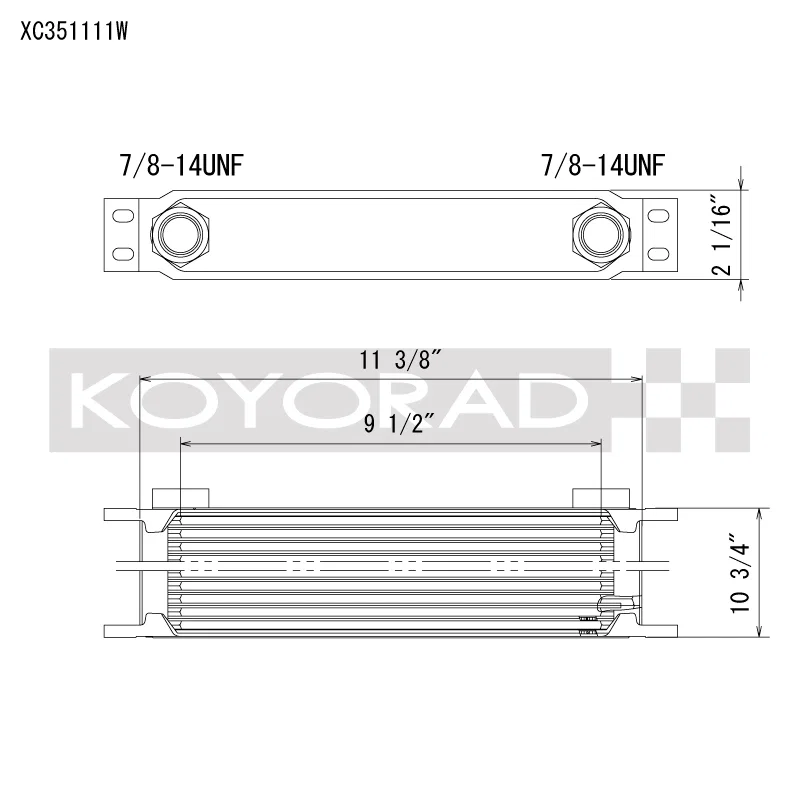 Koyo XC351111W, 35 Row Oil Cooler 11.25in x 11in x 2in (-10AN ORB provisions)