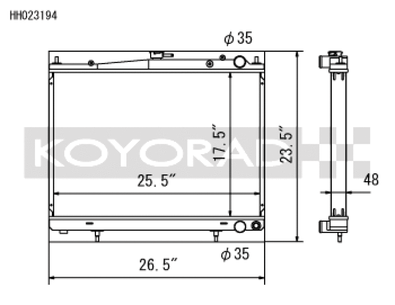Koyo HH023194, 00-02 Nissan Skyline GTR 2.6L Turbo Racing Radiator
