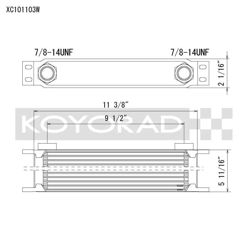 Koyo XC101103W, 10 Row Oil Cooler 11.25in x 3in x 2in (AN-10 ORB provisions)
