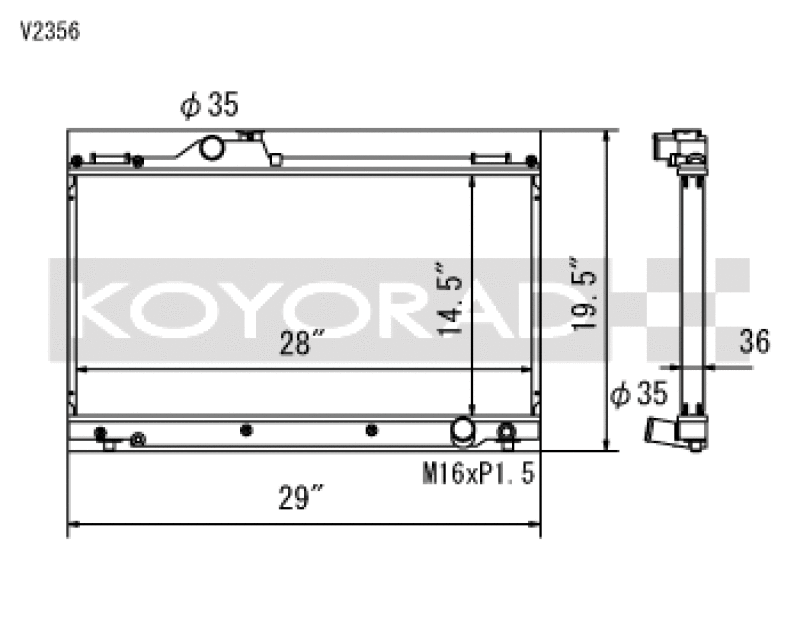 Koyo V2356, 01-05 Lexus IS300 (MT) Radiator