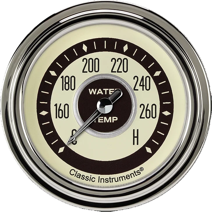 Classic Instruments NT326SLC-06, Nostalgia VT 2-5/8" Full Sweep Water Temperature Gauge