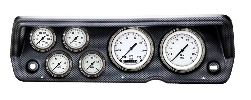 Classic Instruments CDDU70WH101CF, 1970-76 Duster White Hot Full Sweep Six Gauge Set Mopar