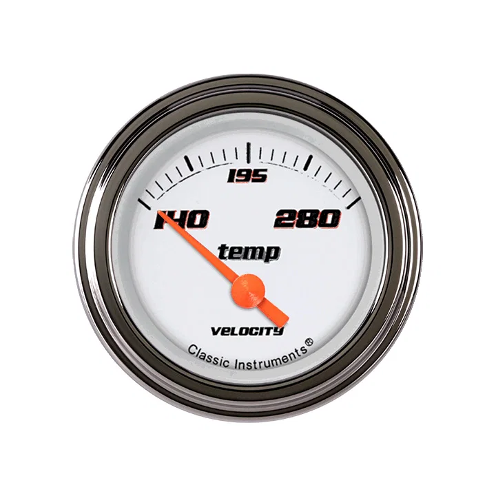 Classic Instruments VS26WSLF, Velocity White 2-1/8" Water Temperature Gauge