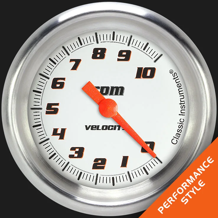Classic Instruments VS383WAPF, Velocity White 2-5/8" Tachometer Gauge