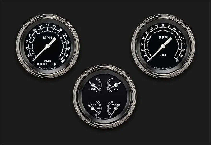 Classic Instruments TR03SLC, Traditional 3" Speedo/Quad/Tach-GM