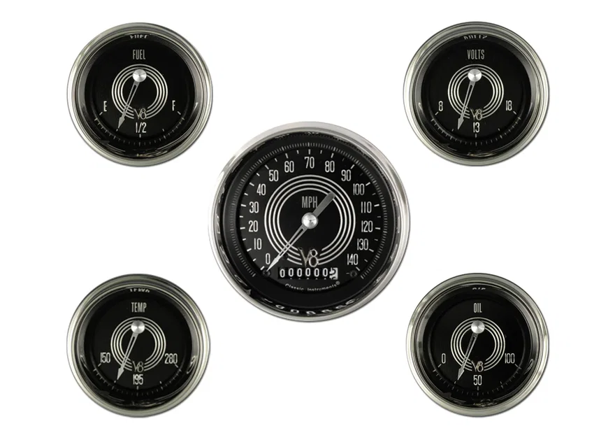Classic Instruments V8SR00SHC, V8 Speedster Six Gauge Set