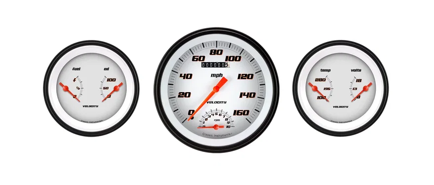 Classic Instruments VS61WBLF, Velocity White Three Gauge Set