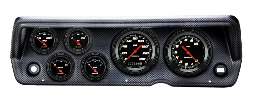 Classic Instruments CDDU70VSB01CF, 1970-76 Duster Velocity Black Six Gauge Set Mopar