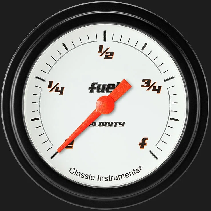 Classic Instruments VS309WBLF, Velocity White 2-5/8" Fuel Level Gauge