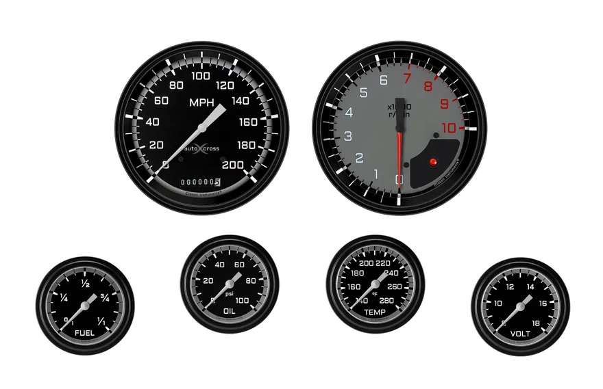 Classic Instruments AX351GBLF, AutoCross Gray Six Gauge Set