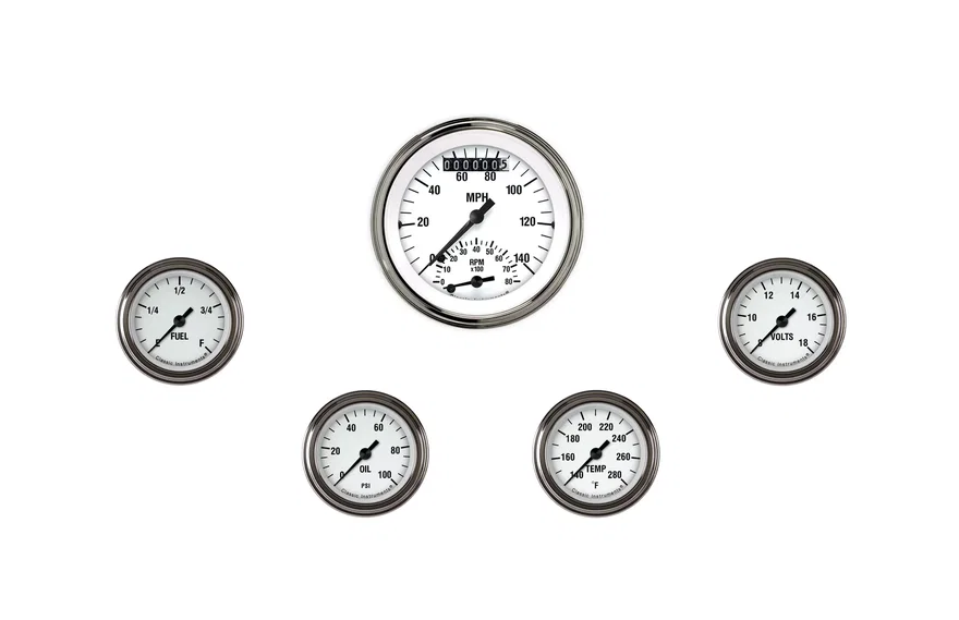 Classic Instruments WH135SLF, White Hot Five Gauge Set