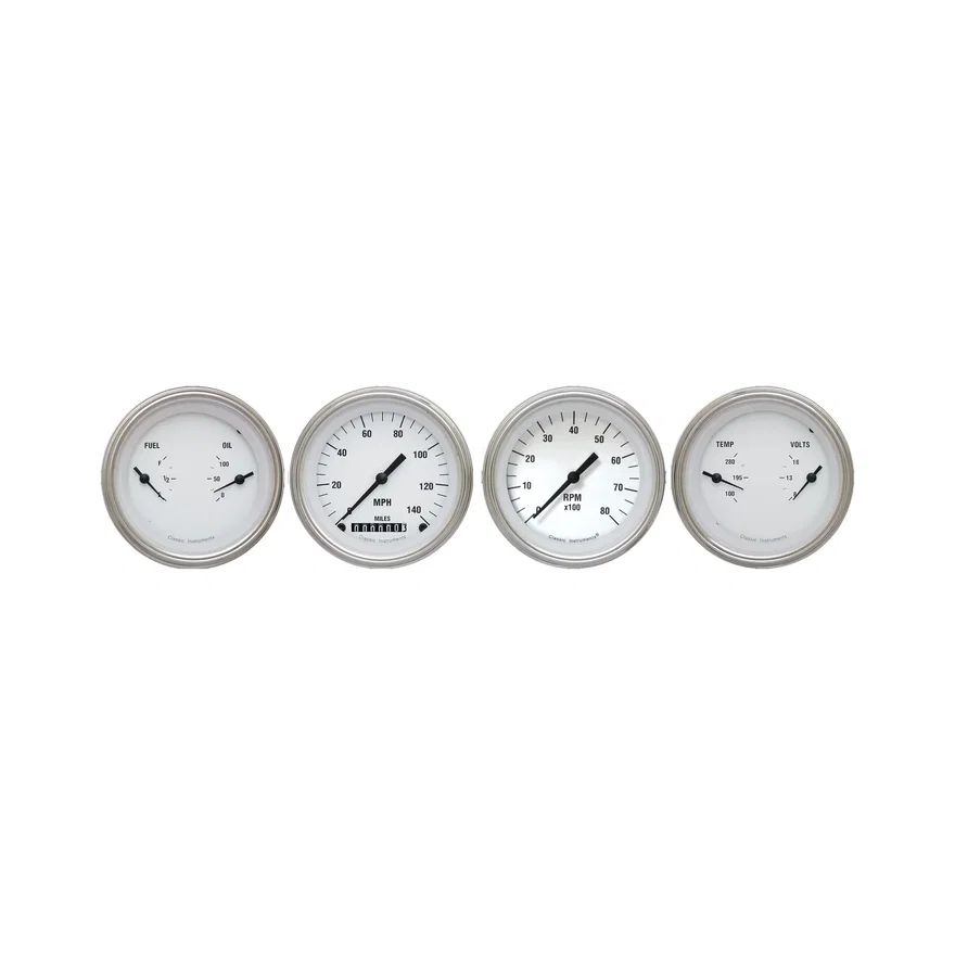 Classic Instruments WH05SLF, White Hot Four Gauge Set