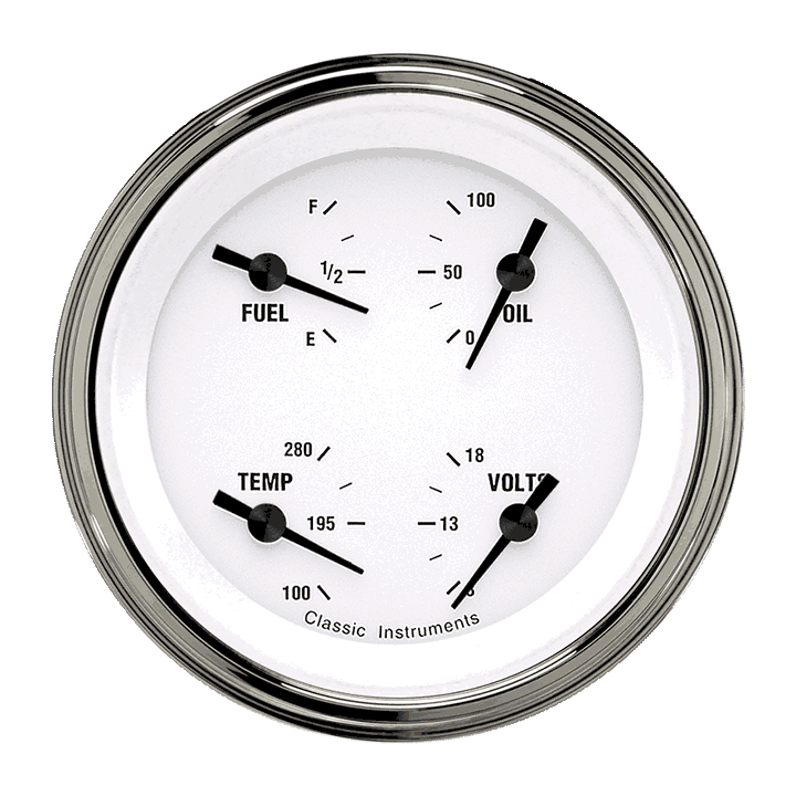 Classic Instruments WH76SLC, White Hot 3" Quad Gauge (240-33 Ohm)