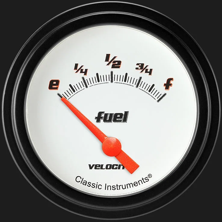 Classic Instruments VS209WBLF, Velocity White 2-5/8" Fuel Level Gauge