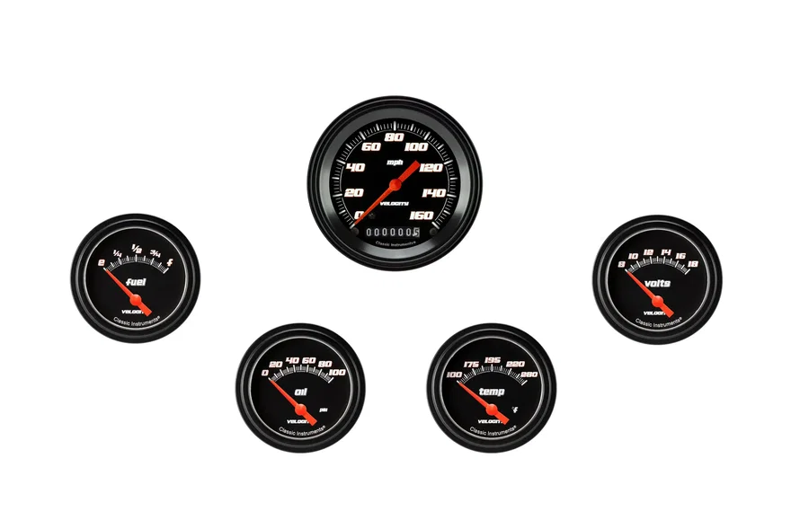 Classic Instruments VS200BBLF, Velocity Black Five Gauge Set