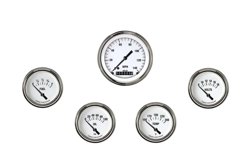 Classic Instruments WH200SLF, White Hot Five Gauge Set