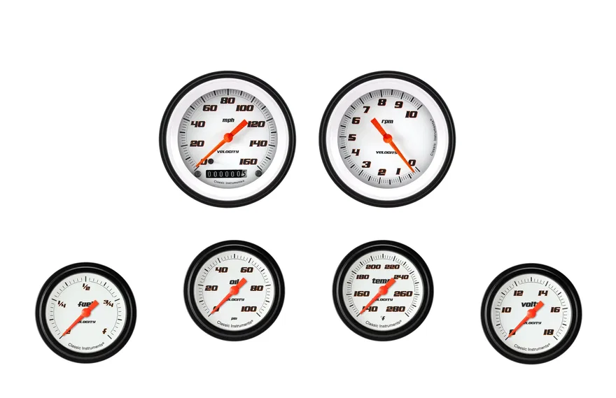 Classic Instruments VS301WBLF, Velocity White Six Gauge Set