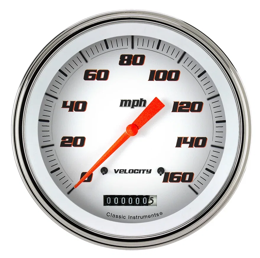 Velocity White 5" Speedometer Gauge (160 MPH)