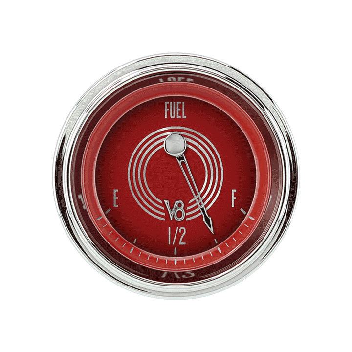 Classic Instruments V8RS09SHC, V8 Red Steelie 2-1/8" Fuel Level Gauge